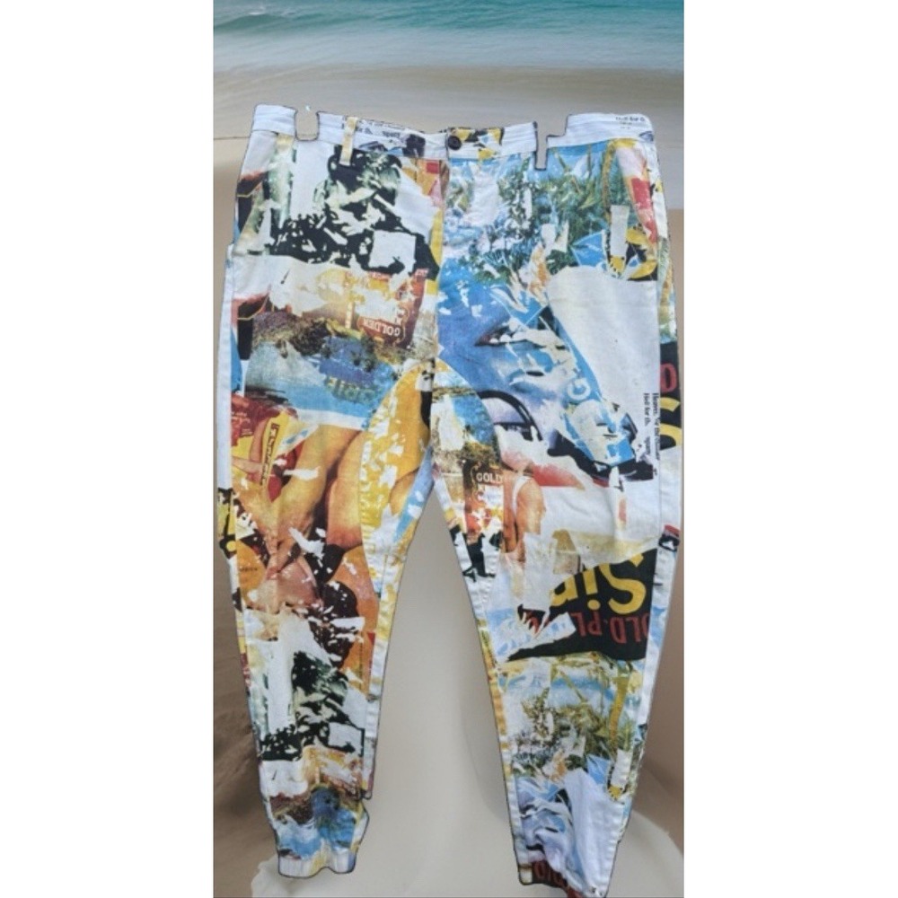 Mens Akoo Co Colorful Streetwear Sex  LA Photo Collage Woman Sz 38 Men Burlesque